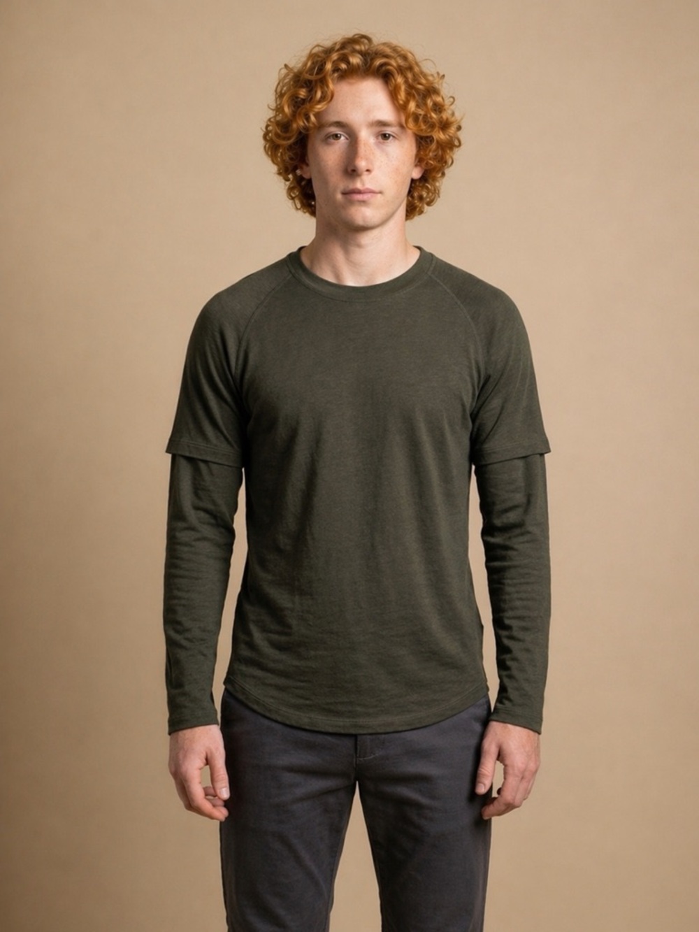 Helmut Lang Double Layer Long Sleeve Tee Olive Green Size S Minimal